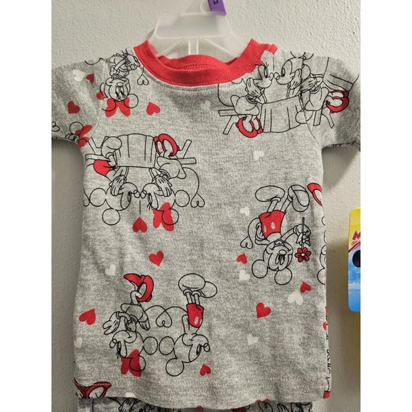 Disney Baby 12 Month Boys Mickey & Minnie Mouse Gray & Red Valentines Unisex Set - Picture 1 of 10